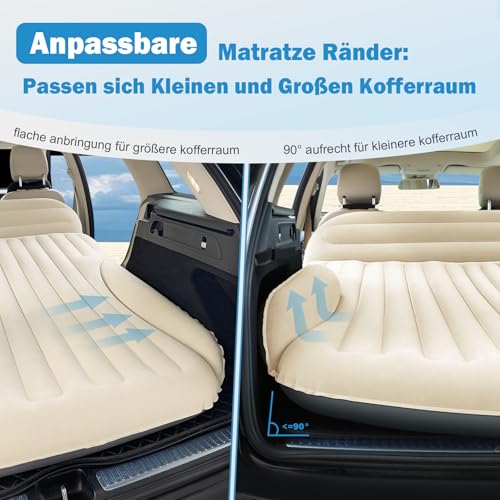 Ciremiv Auto Matratze mit dem Umfassendsten Camping Schlafzubehör | Auslaufsichere, Bequeme, Langlebige Auto Luftmatratze | Luftbetten with Luftpumpe | für SUV Minivan MPV Road Trip Dachzelt
