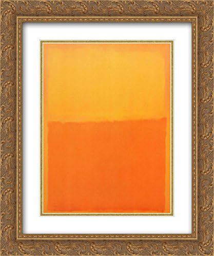 Orange and Yellow 2X Matted 15x18 Gold Ornate Framed Art Print by Mark Rothko