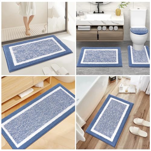 Pauwer Badezimmerteppich-Set, 5-teilig, mit Deckelbezug, Badezimmer-Duschvorleger mit U-förmiger Kontur, WC-Vorleger, saugfähige Mikrofaser, Plüsch, Badematten, rutschfest, maschinenwaschbar, – Bild 8
