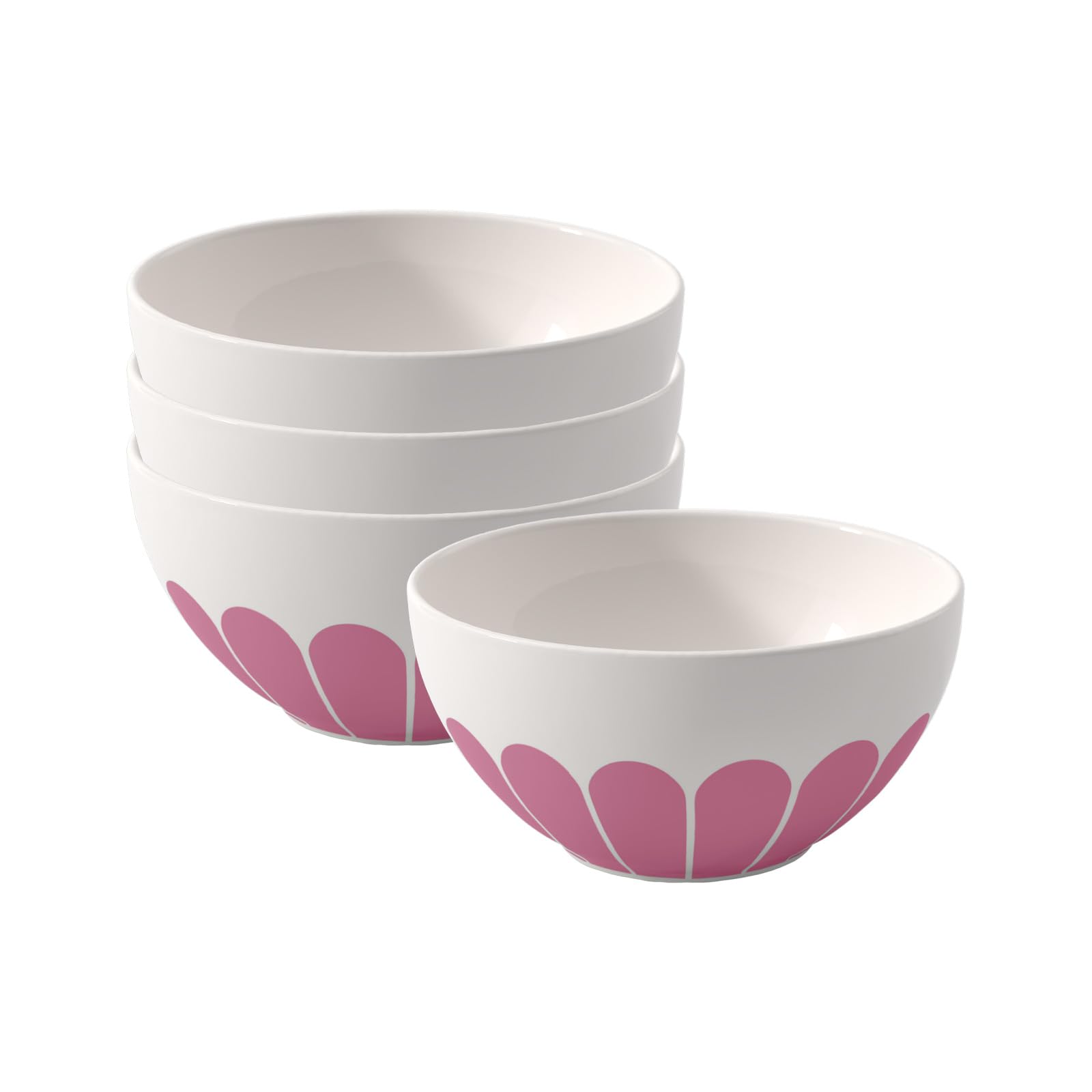 Villeroy & Boch Fleur cassis Müslischalen 4er Set, 14 cm, Schale für Müsli, Joghurt & Snacks, Bowl, Kleine Bol Schüssel, Blumenmuster, Spülmaschinenfest & Mikrowellensicher, Premium Porzellan, Pink