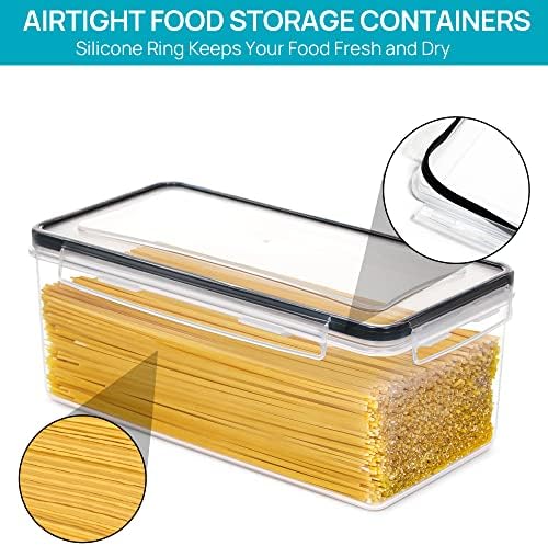 Vtopmart Airtight Food Storage Containers with Lids 4PCS Set 3.2L, Plastic Spaghetti Canisters for Pasta organizer, BPA Free Air Tight Kitchen Pantry Organization - Thumbnail 2