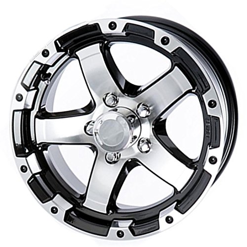 13x5 Aluminum Black and Machined T08 Sendel Trailer Wheel, 5on4.50 Lug, 1660 lb Max Load