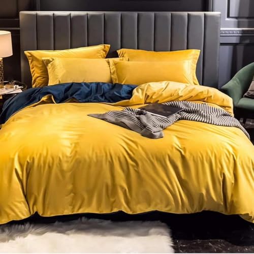 Juego de Cama de 4 Piezas con Funda nórdica, tamaño Queen y King, Ultra Suave, Transpirable, de Microfibra, Color Liso (Rojo, 200 x 230 cm)
