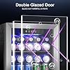Antarctic Star 48 Can Beverage Refrigerator,12 Bottle Wine Cooler with Stainless Steel Glass Door, Digital Temperature Display,Electronic Temperature Control, Silver