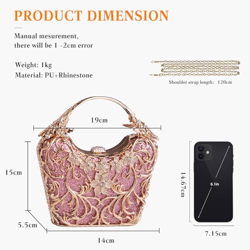 Image of CORIOS Women Rhinestone Evening Bag Sparkly Sequin Purse Crystal Clutch Bag Bridal Wedding Handbag Glitter Shoulder Bag