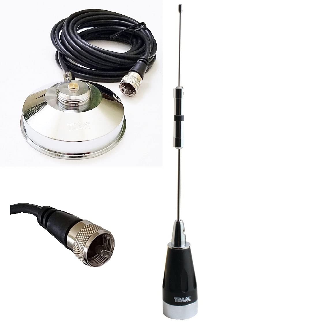 No Ground Plane Omnidirectional VHF 136-174 MHz Antenna NMO 6/8 Wave 4.1 dBd gain, and Magnet Mount Chrome with PL259 Assembled Connector