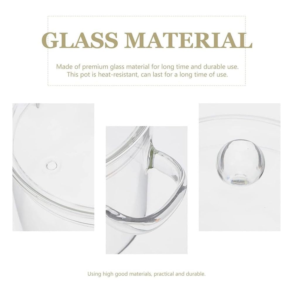 Cacerola de Vidrio con Tapa, Olla para Cocinar con Tapa y Asa, Olla para Cocinar una Fuego Lento, Olla para Sopa Transparente, Alto Borosilicato 1400ML