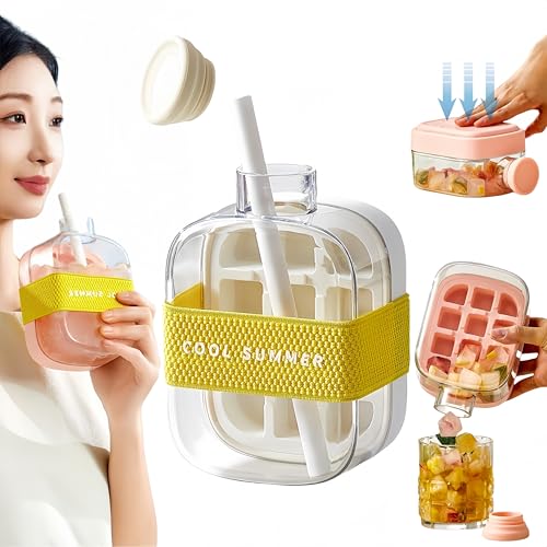Korekaou【2025最新】氷 水筒 製氷ボトル 製氷機 氷作る容器 氷の作りも取り出しも簡単 持ち運びが簡単 ウィスキー カクテル ジュース ハイボール(白, 500ml)