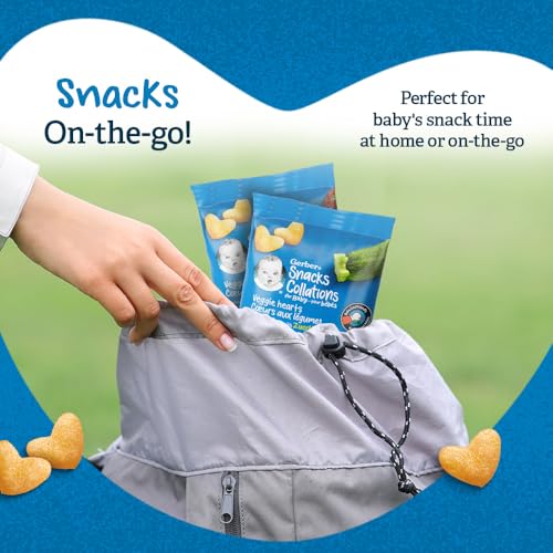 GERBER Veggie Hearts Zucchini, Baby Snacks, 10 Months & Up, Source Of Vitamin B1, Iron & Zinc, 3g Whole Grains, Made with Real Zucchini, No Artificial Flavours or Colours, No Added Sugar, No Added Salt, Case of 6, 210 g - Image 6