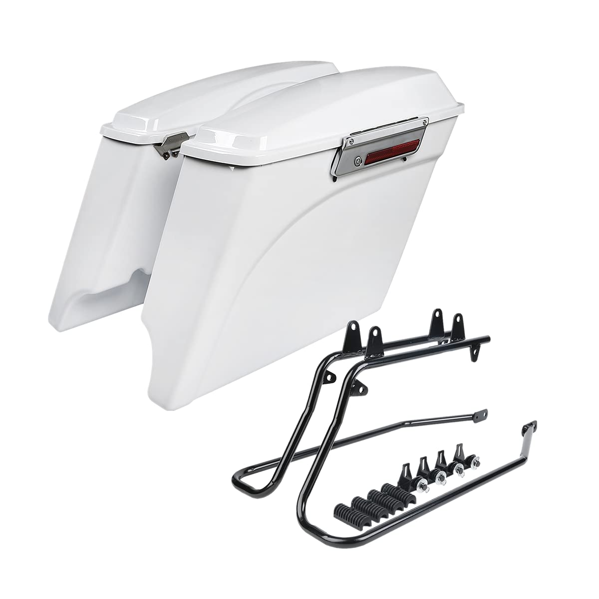 TCMT 5" Stretched Extended Hard Saddle Bags W/Conversion BracketsFit For Harley Softail Heritage Deluxe Models 1984-2017 (except for Deuce Model Softail Slim models)