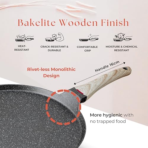 Image of kyyte CosmoTein Die Cast Non Stick Dosa Tawa 26 cm Dia Flat /Roti /Paratha /Uthappam /Chapati /Naan /Pizza Tava with 5 Layer Coating,Gas & Induction Friendly,Dishwasher Safe, PFOA&PFOS Free,Safe&Toxic-Free