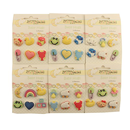 Buttons Galore BHGROUP Baby Hugs 3D Buttons - Set of 6 Cards