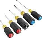 Klein Tools 80031C 5-Piece Color-Coded Screwdriver Set, featureing Precision Tips, Cushion-Grip Handles, 2 Slotted, 2 Phillips, 1 Square, Great for Home Improvement