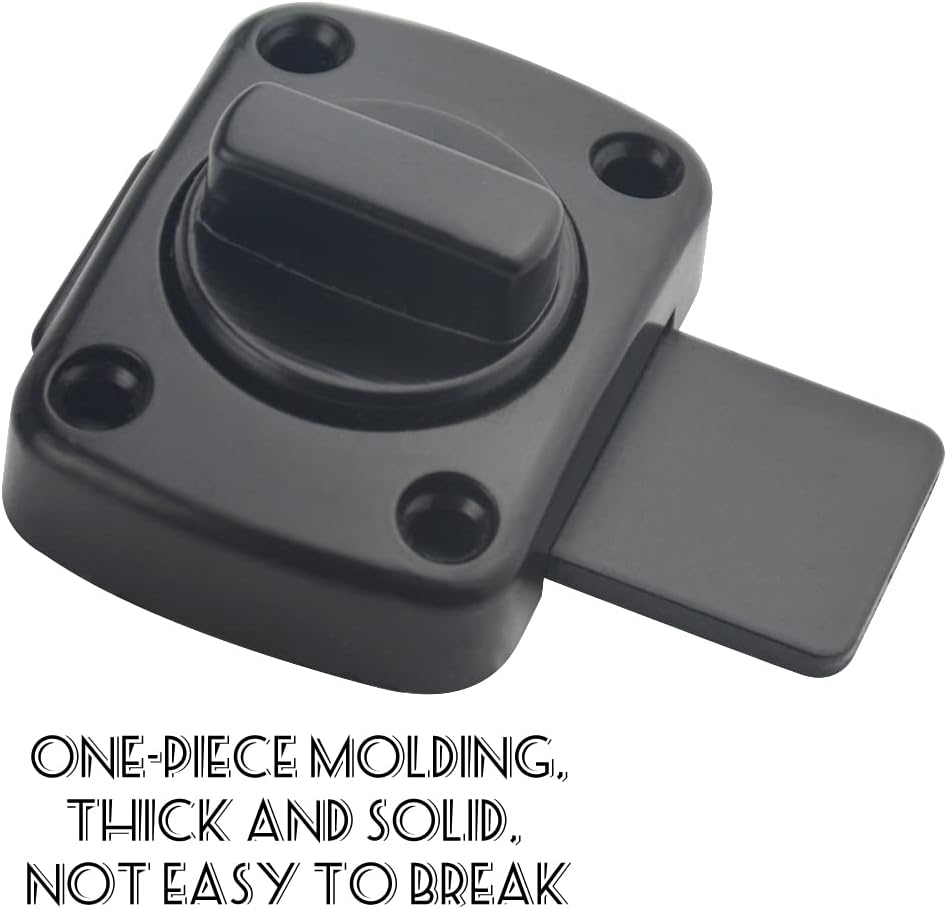 2Pack Rotate Bolt Door Catch Gate Catches Security Door Slide Lock Revolving Door Fence Lock (Black)