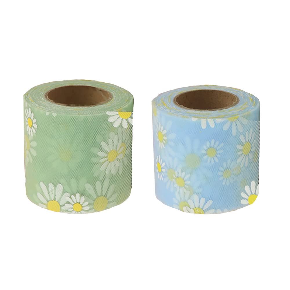 Ribbon, 23m Daisy Flowers Multicolor Summer Patterned Ribbons Roll, for Crafts Wreaths Garland Bows Christmas Wedding Party Decoration (Color 10) — image 1