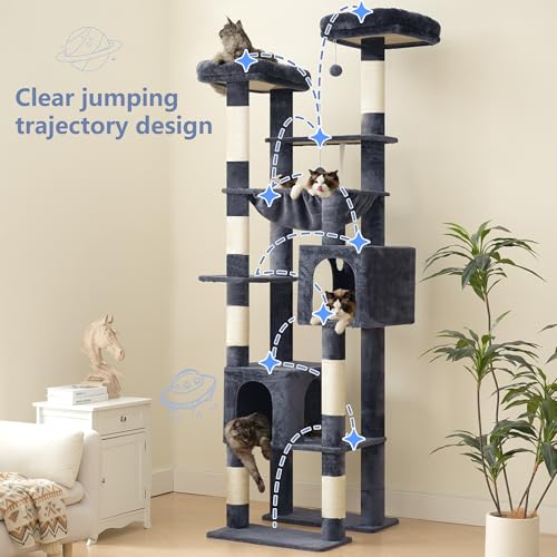 Image of Hey-brother Cat Tree Tower with Multi-Level Duty Scratching Posts, 0MPJ039G