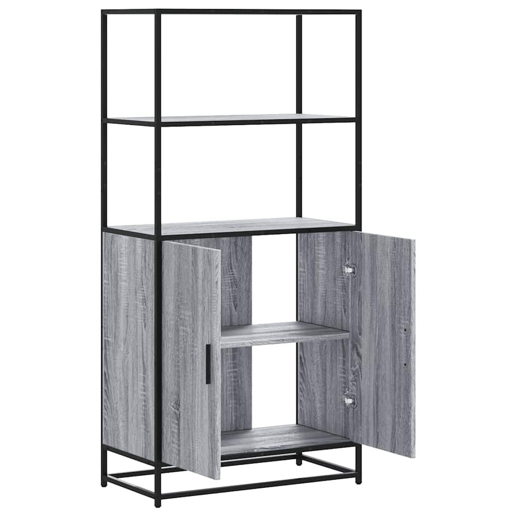Highboard grigio Sonoma 68 x 35 x 139 cm, materiale in legno e metallo, robusto cabinet per Living Room, versatile cabinet per cocina e entryway, elegante consolle con spazio di archiviazione