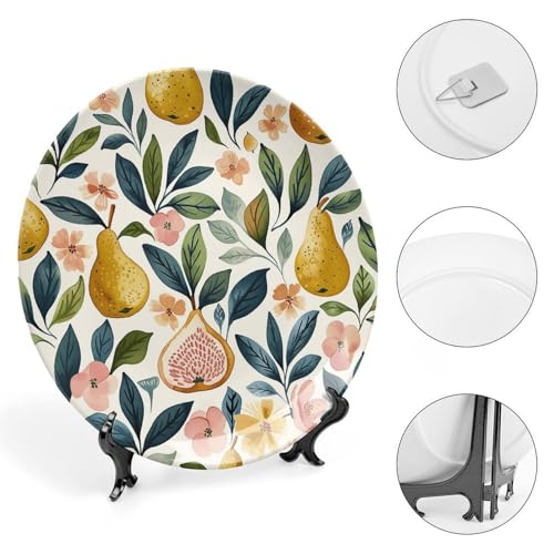 Plato decorativo Bone China Figs And Pears 7 pulg miniatura 4
