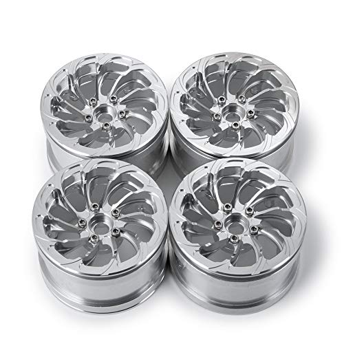 QUPA AM STORE RC Aluminum Alloy 2.2inch Beadlock Wheels 4PCS Wheel Hubs for 1/10 SCX10 D90 Wraith 90048 90018 RR10 RC Crawler Car Accessories(Silver)