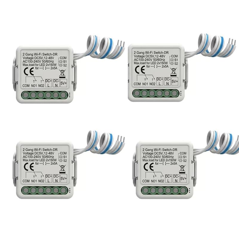 Yueyang Mini interruttore WiFi intelligente a 2 canali, modulo relè, DC 5 V/12-48 V, AC 100-240 V, compatibile con Alexa e Google Home, Tuya App (4)