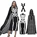 IEEILULU Skelett Kostüm Damen, Schwarzer Vampir Skelett Kleid Damen, Schwarzer Umhang mit Kapuze, Halloween Kostüm Damen gruselig für Hexe und Geisterbraut, Cosplay (L) Vampir günstig Kaufen-IEEILULU Skelett Kostüm Damen, Schwarzer Vampir Skelett Kleid Damen, Schwarzer Umhang mit Kapuze, Halloween Kostüm Damen gruselig für Hexe und Geisterbraut, Cosplay (L)