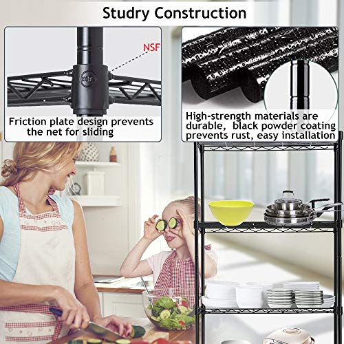 Wire-Shelving-Unit-NSF-5-Tier-Shelf-Utility-Steel-Commercial-Grade-Storage-Shelves-24-L-x-14-W-x-60-H-Heavy-Duty-Metal-Shelves-Organizer-Wire-Rack-wLeveling-Feet-for-Kitchen-Office-Garage-Black