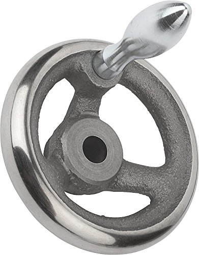 Kipp 06271-2125XCP Grey Cast Iron/Steel Handwheel with Fixed Machine Handle, Inch, 125 mm Diameter, 0.500 Bore Size