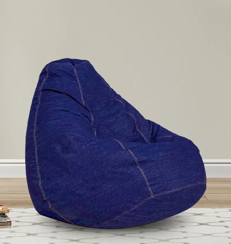 Bhailu Art Tearing Proof Pure Denim Jeans Bean Bag | Classic Beanbag XXXL (New Denim Bean Bag with Beans - XXXL)-image-33