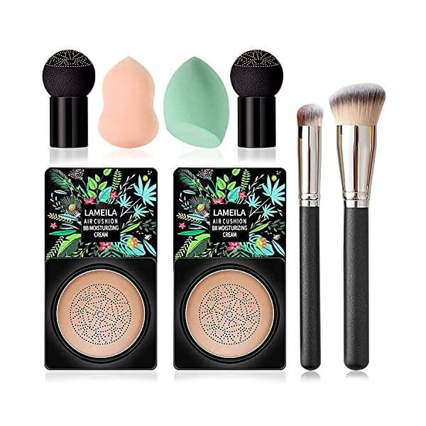 2-Pack-Mushroom-Head-Air-Cushion-CC-Cream-Natural-Foundation-Foundation-Brush-Powder-Brush-Moisturizing-Matte-Oil-Control-Concealer-Bright-Makeup-Base-Long-Lasting-Liquid-Foundation Morelucky 2 Pack Mushroom Head Air Cushion CC Cream Natural Foundation, Foundation Brush Powder Brush, Moisturizing Matte Oil Control Concealer, Bright Makeup Base, Long Lasting Liquid 8 Piece Set
