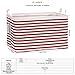 Sea Team Collapsible Canvas Fabric Storage Basket with Handles, Rectangle Waterproof Storage Bin, Box, Cube, Foldable Shelf Basket, Closet Organizer, 16.5 x 11.8 x 9.8 Inches, Red Stripe