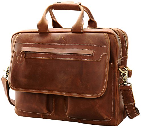 Iswee Leather Briefcase Fit under 16.5" Laptop Tote Shoulder Bag for Men Messenger Satchel Work Case Handbags Crossbody (Light Brown, X-Large) Iswee Leather Briefcase Fit under 16.5" Laptop Tote Shoulder Bag for Men Messenger Satchel Work Case Handbags Crossbody (Light Brown, X-Large)