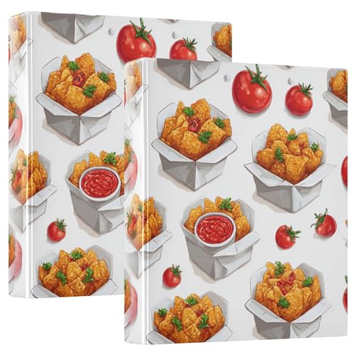 QUGRL 3 Ring Binder with Clipboard Fried Chicken with...