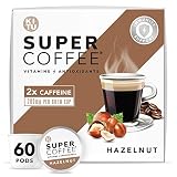 Super Coffee Pods, Energy & Immunity (2x Caffeine, Vitamins, Antioxidants) [Hazelnut] 60 Count | Ket