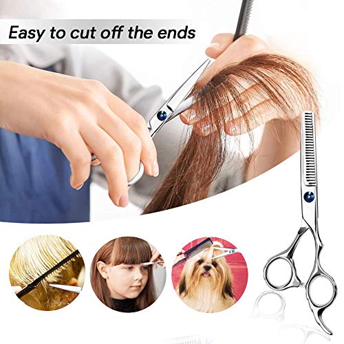 Foto von Eyscoco Friseurscheren,Profi Rostfreiem Stahl Haarschere Set, Haarschneideschere Friseurscheren mit Einseitiger Mikroverzahnung, Effilierschere Friseurschere Haarschere für Frauen und Männer Friseur