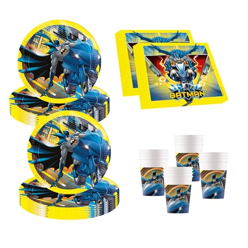 Procos Marvel 10137430 – Set de fête S Batman Rogue Rage – 52 pièces – 16 assiettes, 16 gobelets, 20 serviettes – Vaisselle jetable – Vaisselle de...