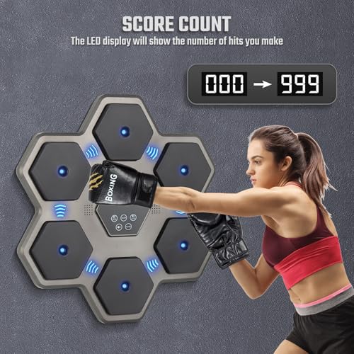 Bluetooth music boxing machine avec gants et cible de boxe murale électronique - 4