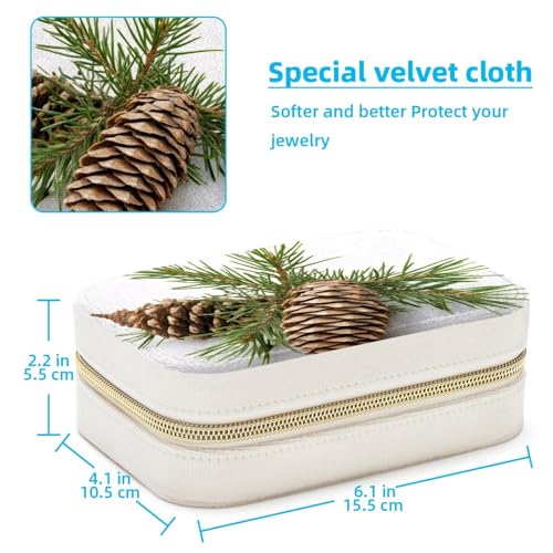 Boîte à bijoux portable en feuilles de pin avec compartiments de protection pour boucles