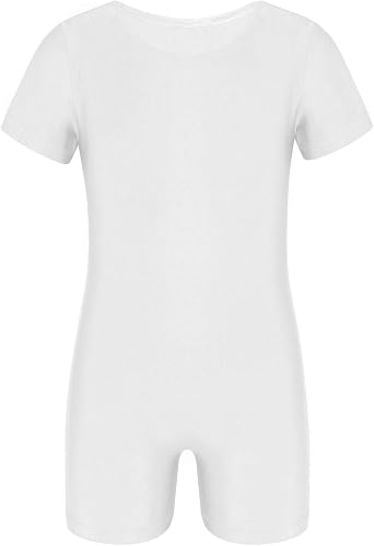 FEESHOW Kids Girls Boys Short Sleeve Basic Gymnastics Leotard Unitard Ballet Dance Sports Top with Shorts Biketard