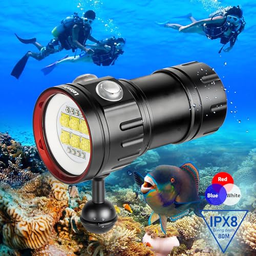 Linterna de buceo 9000lumens super bright underwater B24 scuba dive light 80m 7