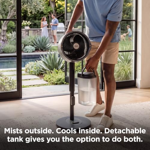 Image of Shark FlexBreeze Pro Mist 2-in-1 Fan with Integrated Mist, Charcoal, FA302 | Corded /Cordless, Pedestal to Tabletop, up to 24-Hr Battery, up to 70 Ft of Power, 5 Speeds, with Integrated Misting Tank