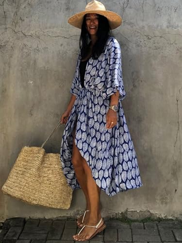 Image of Kaftan Dresses for Women Plus Size Summer Beach Dress with Print and Swim Cover Ups