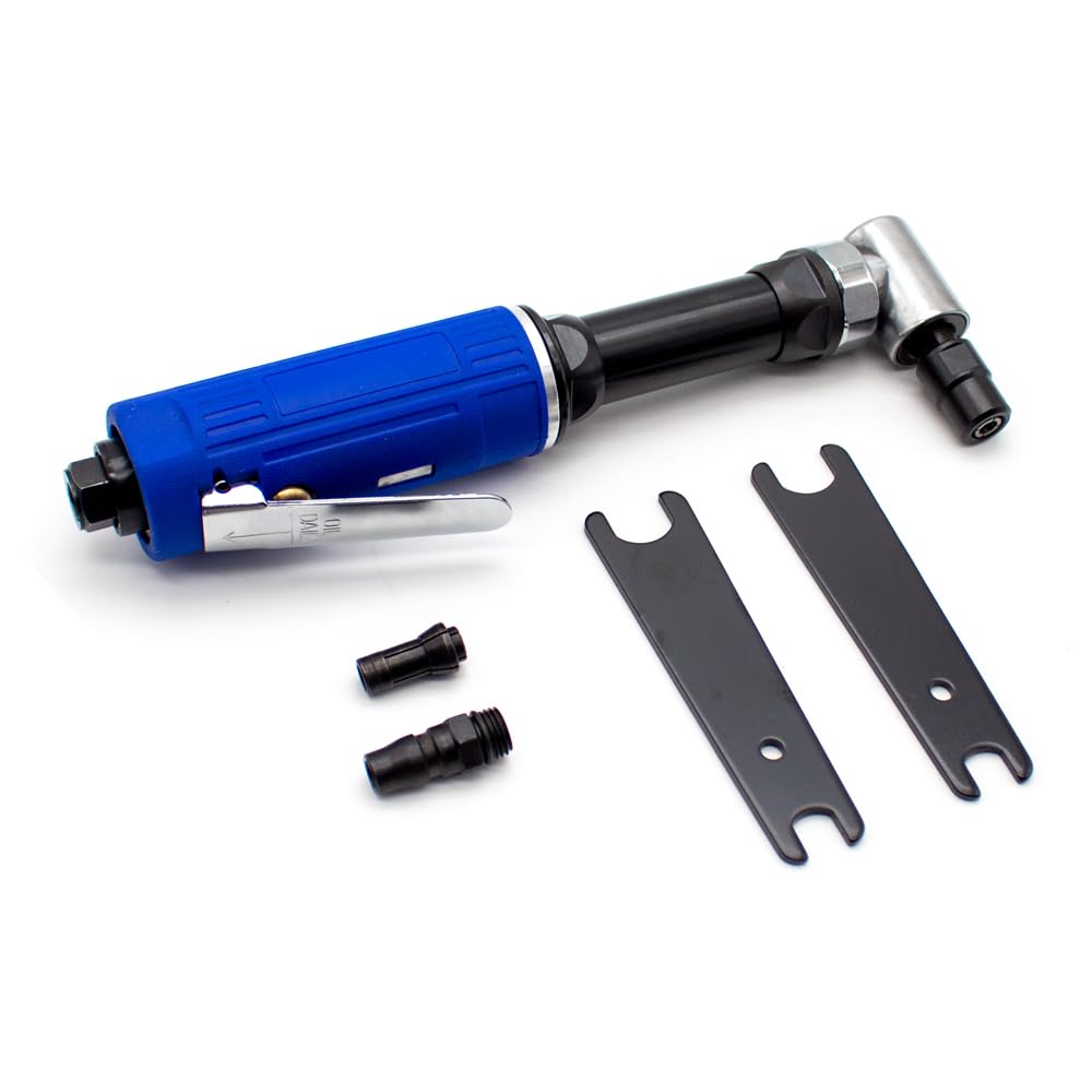 iDili 90 Degree Pneumatic Engraving Grinder, Poratble Elbow Air Die Grinder Right Angle Grinding Polishing Machine 18000RPM