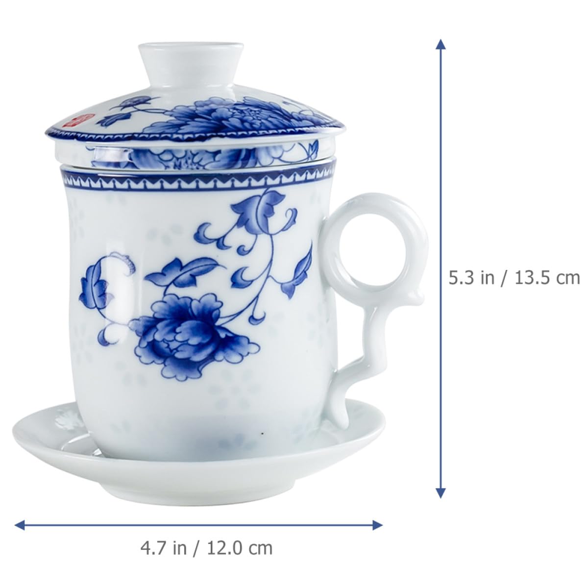 Abaodam Juego de Taza de Té Tradicional China de Cerámica Tapa y Filtro, Set de 4 Piezas Adecuado para Hotel y Restaurante
