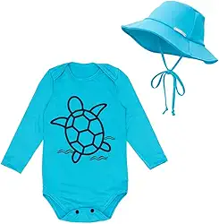 Kit Body Bebê Roupa Praia + Chapéu Proteção Solar Uv Baby