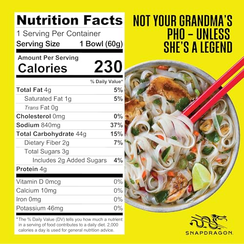 Image of Snapdragon Chicken Pho Instant Noodle Packets 4-Pack | Rich Chicken Flavored Broth with Rice Noodles, Gluten Free, No Artificial Flavors, 4 2.1oz Packets