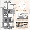Sweetcrispy 54 Inch Cat Tree Tower, Multi-Level Tower with Cat Scratching Post, Indoor Cat Condo with Climbing Ladder, Plush Toy, Play House for Cat, Light Grey #5