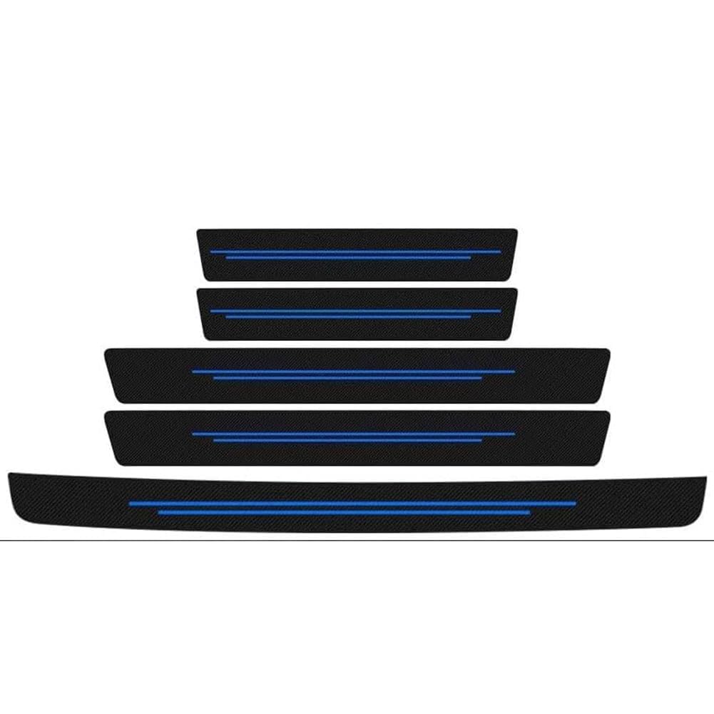 Tryagat 5 Pcs Car Door Sill Protectors Carbon Fiber suitable for Abarth 600e 2024 2025 2026, Scuff Plate Guard Anti-Scratch Rear Bumper Protector,Blue