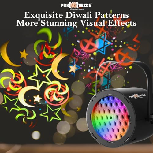 Image of Pick Ur Needs LED Diwali Projector Light with Swastik & Star Patterns | USB Powered Rotating Projection Lamp for Home, Party & Festival Decoration | Adjustable Angle, Eye Lens Design, Energy Efficient