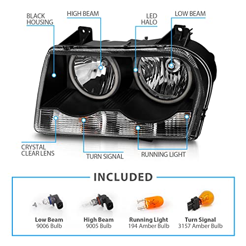 AmeriLite Dual LED Halo Headlights for 2005-2010 Chrysler 300 - Image 5