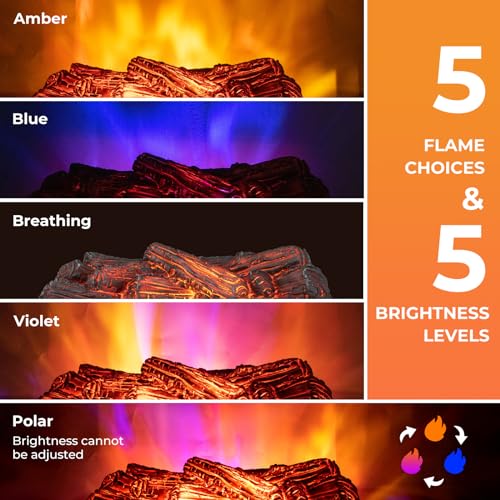 Image of Tangkula 26 inch Infrared Quartz Electric Fireplace Log Heater with Realistic Pinewood Ember Bed, Electric Fireplace Heater Insert with Overheat Protection, Thermostat, 8H Timer, Remote Control, 1500W